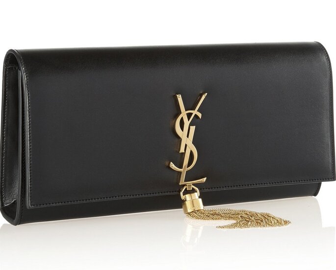 Bolso de mano negro con broche dorado Saint Laurent