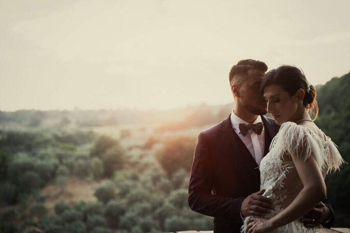 Fotomoderna Grillo ritratto sposi al tramonto