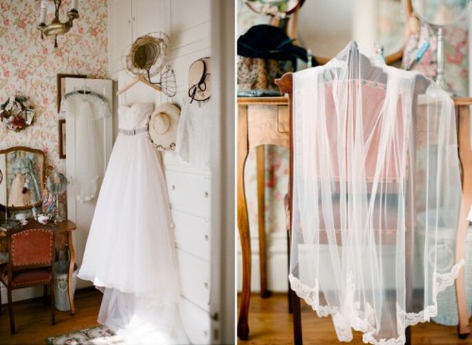 Vista completa del vestido de novia que eligió Cheryl - Foto Jen Lynne