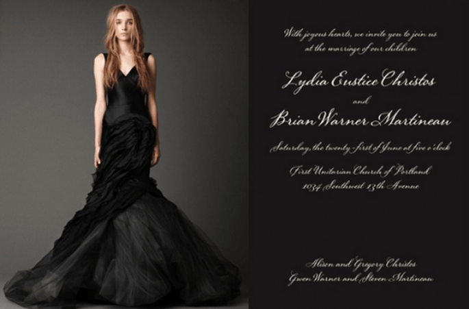 Invitación de boda inspirada en el vestido de novia modelo Janice - Foto Vera Wang