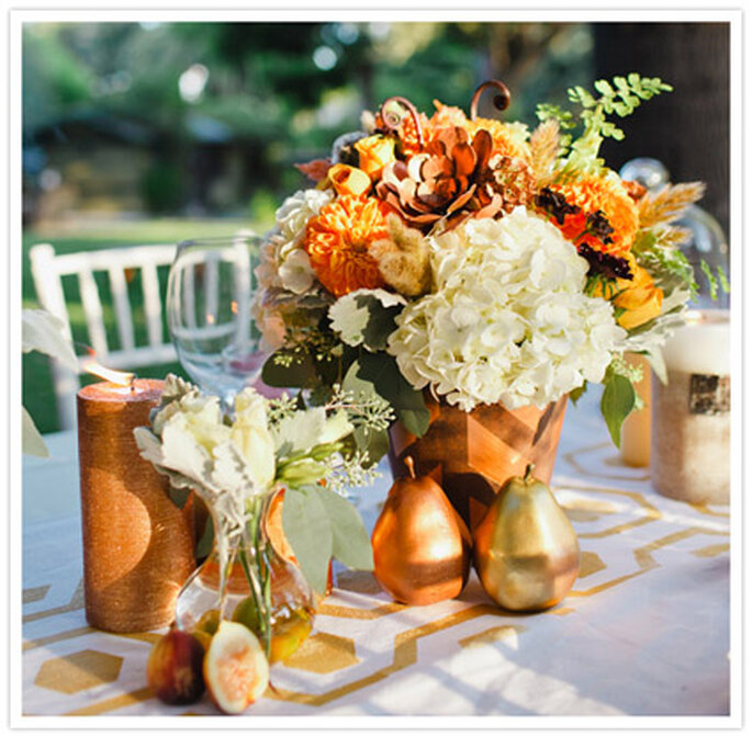 Decoración de boda inspirada en Acción de Gracias. Foto de Christine Farah Photography