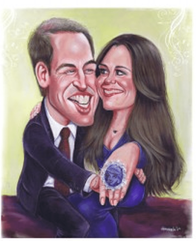 Una caricatura de Guillermo y Kate