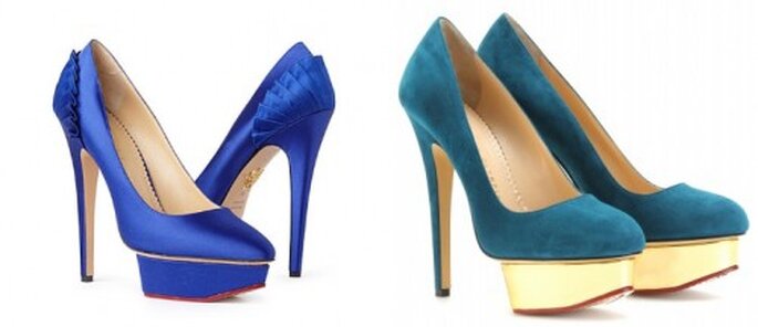 Zapatos de novia en color azul de Charlotte Olympia - Foto Shopstyle, selfridges.com