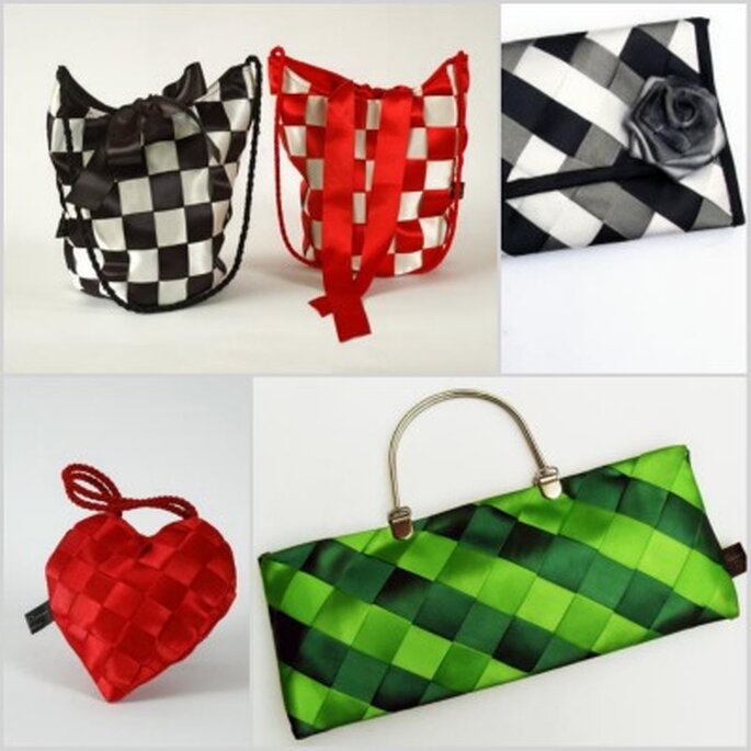 Elegantes bolsos artesanales en cintas, con infinidad de colores para elegir. Fotos: Rebeca Duncan