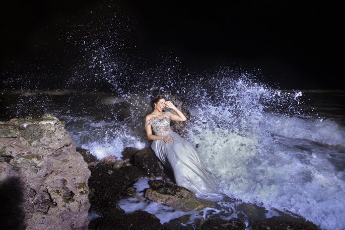Rosiris Miranda Haute fotografía Vestido de novia mar