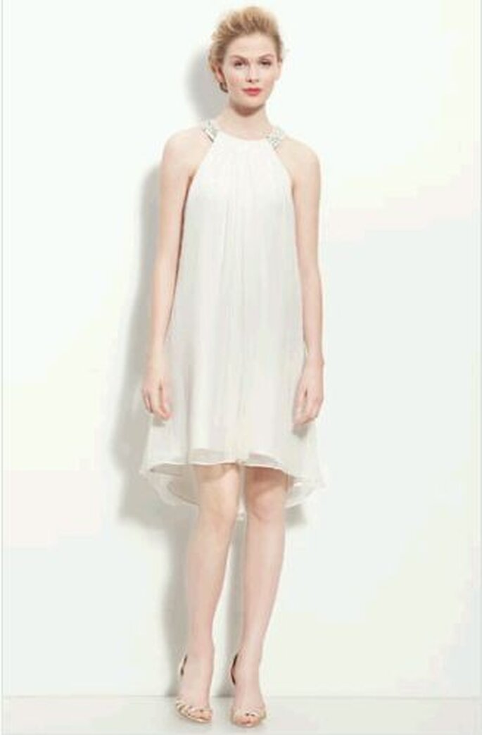 Calvin Klein Beaded Halter Chiffon Dress