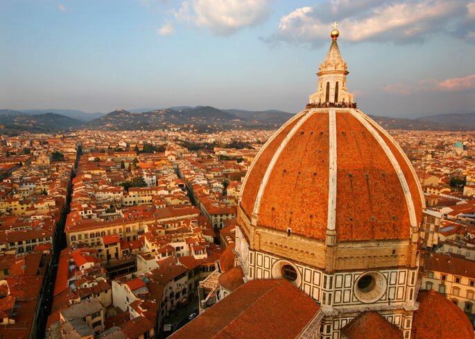 View on Florence Duomo and city from Campanile tower.