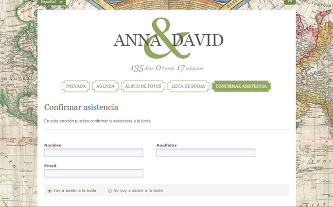 En la página web de tu boda puedes contar con la herramienta "Confirmar asistencia"