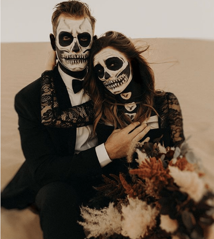 Halloween Hochzeitspaar geschminkt