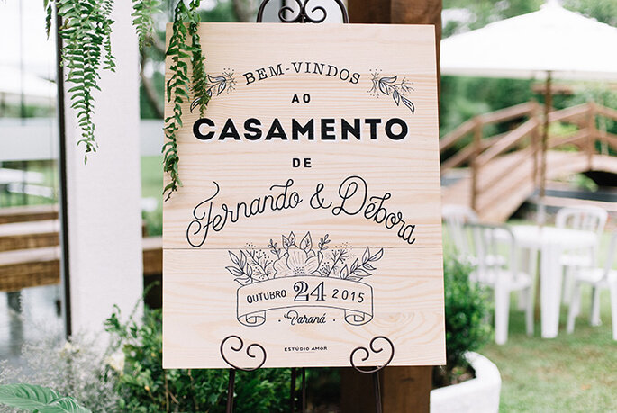 placa de mdf de bem vindo ao casamento