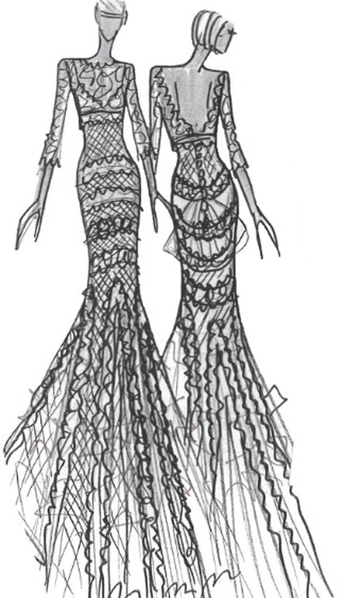 Vestidos de novia Cymbeline 2012, boceto de las tendencias