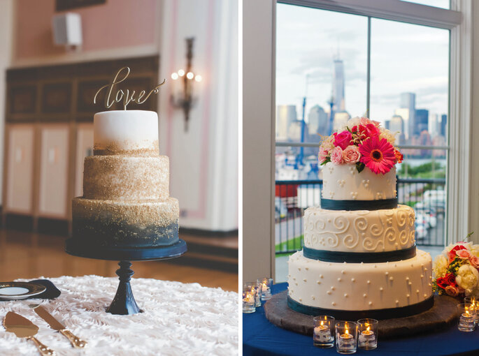Bolo de noiva por Zingerman's Bakehouse (direita). Foto: Rachel Pearlman Photography (esquerda)