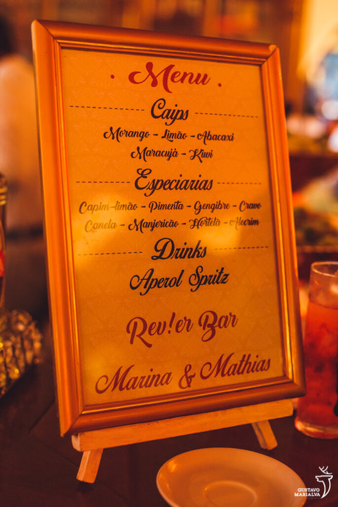 Menu drinques casamento