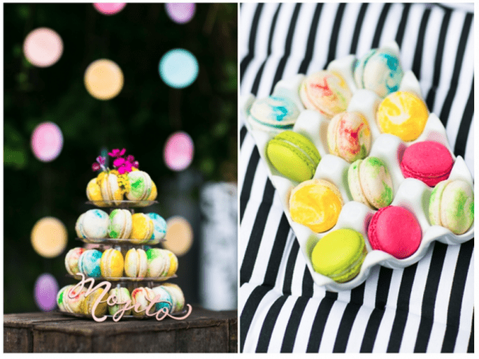 Macarons de colores como postre para tu boda - Foto Anneli Marinovich Photography