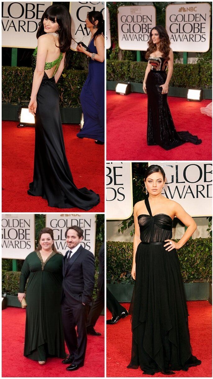 Salma Hayek, Mila Kunis, Zooey Deschanel, Melissa McCarthy en Golden Globes 2012