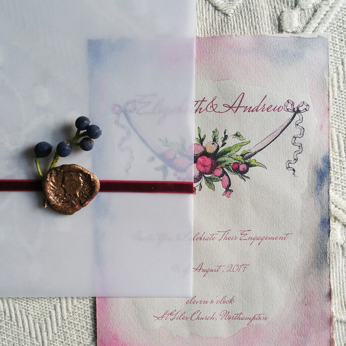 Elegante und edle Hochzeitspapeterie in Aquarell