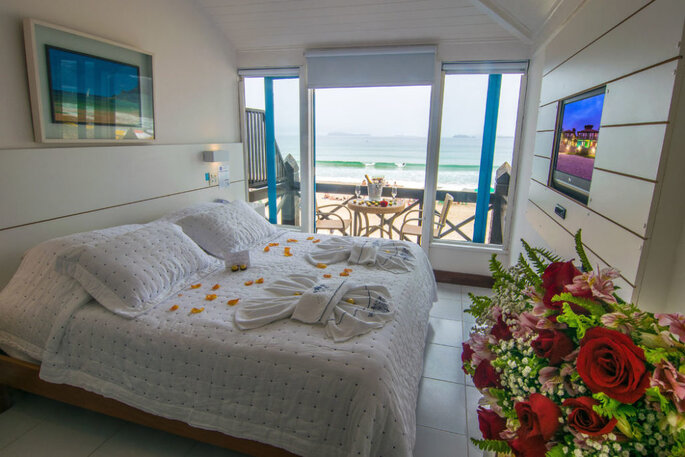 Quarto de hotel com vista para o mar Chez Pitu Praia Hotel 