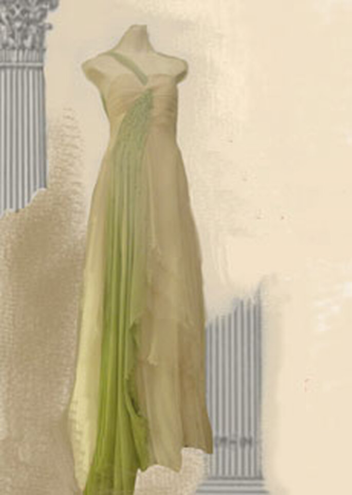 Cherry Chau - Robe longue verte en mousseline de soie