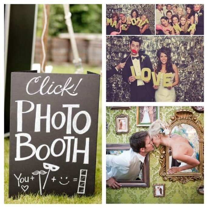 Photobooth und Photowall sorgen für lustige Hochzeitsfotos – Foto: Lauryn Byrdy, Matt Shumate, Green Weedding