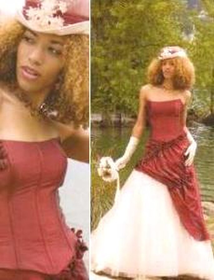 Tati Mariage 2008 - Dominille, robe longue en deux couleurs, bustier strapless