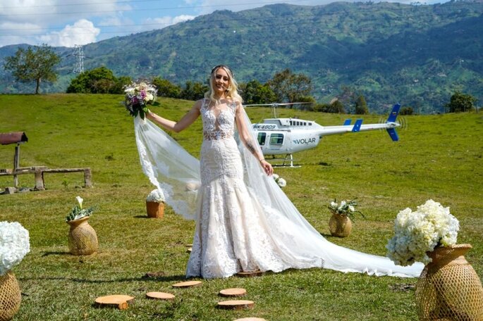 Alejandro Cadavid Wedding Planner novia helicóptero