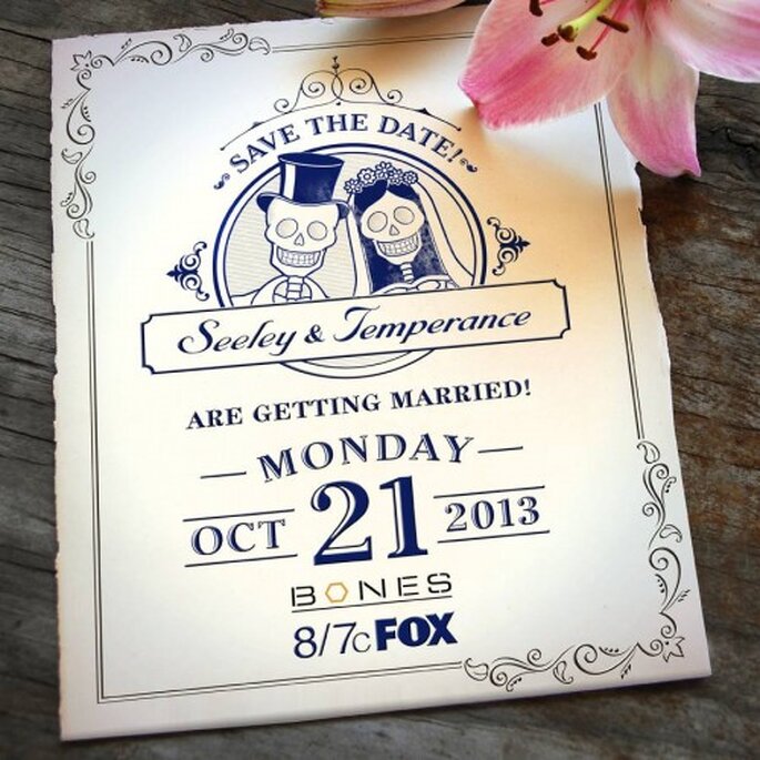 La invitación de la boda de Booth y Brennan en la serie "Bones" - Foto FOX