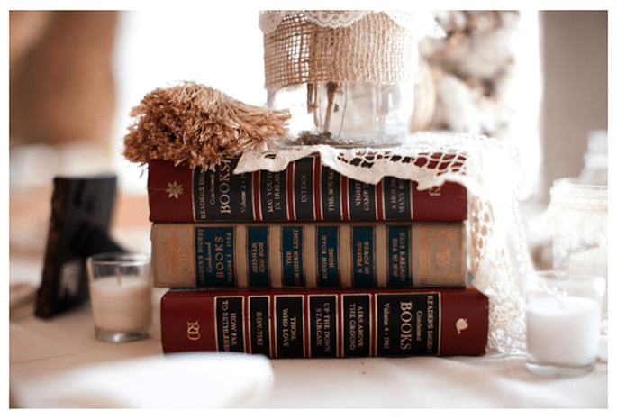 Libros en la decoración de tu boda - Foto Nathan Westerfield