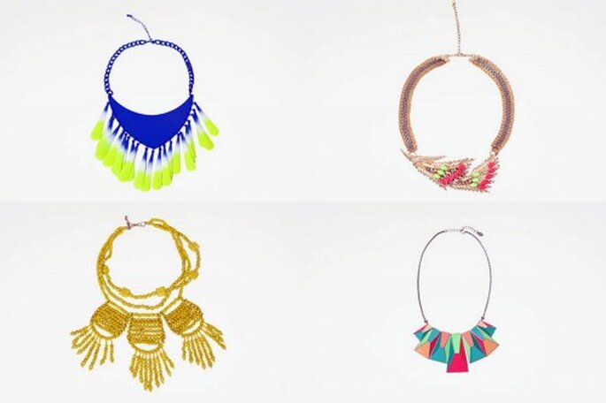 Tendencias en collares color neon para ir a una boda. Foto: Zara.com