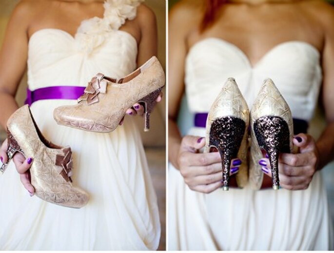 Detalles de trajes de novia en tonos violetas - Foto: Green Wedding Shoes