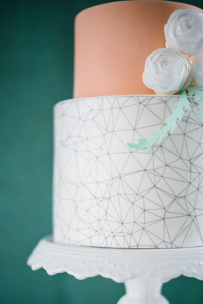 bolo casamento geométrico