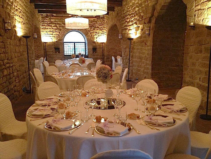 Castello di Rosciano, allestimento salone per banchetto
