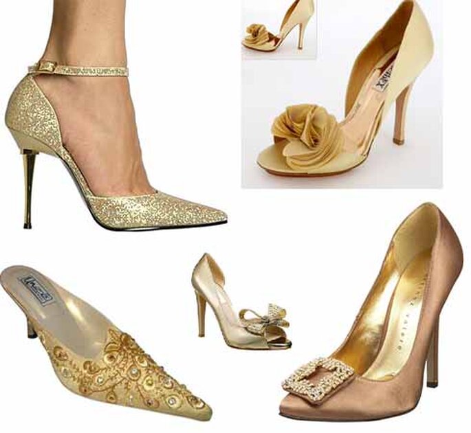 Fare tendenza con scarpe da sposa dorate