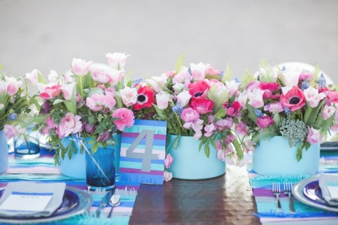 El toque perfecto de azul con la mejor combinación de flores - Foto Laura Ann Miller Photography