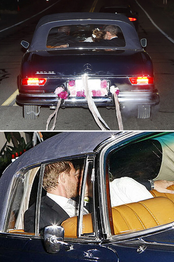 Drew Barrymore y Will Kopelman al finalizar la boda - Foto People Magazine
