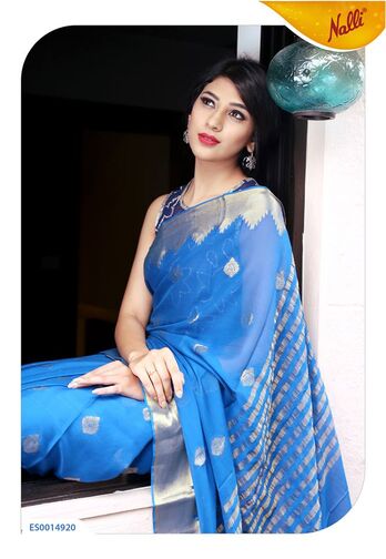 Grey Mysore Chiffon Saree